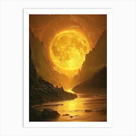 Full Moon In The Mountains Art Print