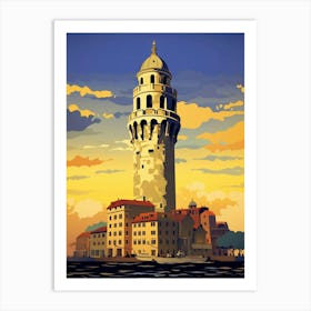 Galata Tower Modern Pixel Art 5 Art Print