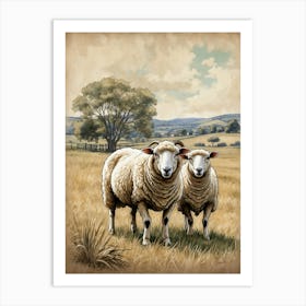 Two Sheep In A Field Art Print