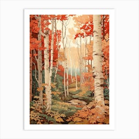 Birch 4 Vintage Autumn Tree Print  Art Print