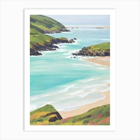 Crantock Beach, Cornwall Contemporary Illustration 1  Art Print