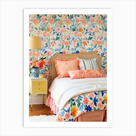 Floral Wallpaper Bedroom Art Print