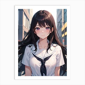 Anime Girl In School Uniform 9 Art Print