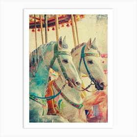 Carousel Horses Retro Photo 3 Art Print