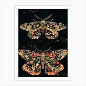 Butterfly Night Symphony William Morris Style 6 Art Print