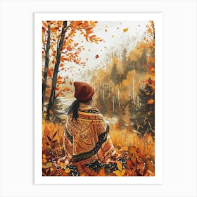 Autumn Woman In The Woods Art Print