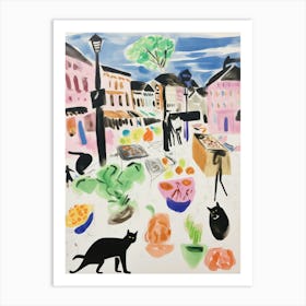 The Food Market In Bath 2 Illustration Art Print