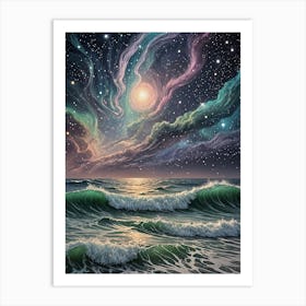 Starry Sky Over The Ocean no2 Art Print