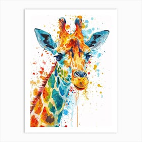 Giraffe Paint Drip Watercolour Art Print