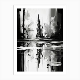 Reflection Abstract Black And White 3 Art Print