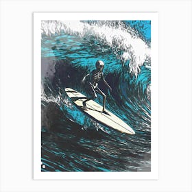 Skull Surfing Art Print