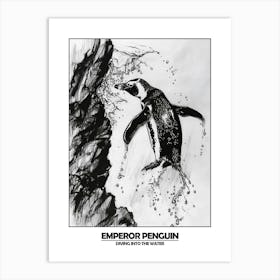 Penguin Diving Into The Water Poster 4 Art Print