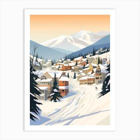 Vintage Winter Travel Illustration Whistler Canada 4 Art Print