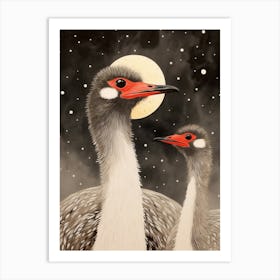 Bird Illustration Ostrich 2 Art Print