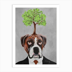Boxer With Tree Art Print