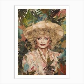 Floral Handpainted Portrait Of Dolly Parton  2 Art Print