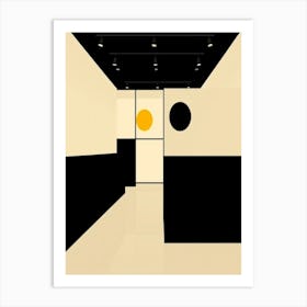 Black And White bauhaus geometric Room Art Print