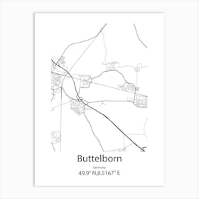 Buttelborn,Germany Minimalist Map Art Print