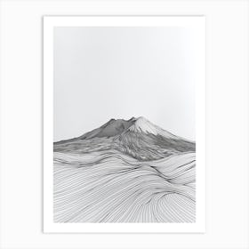 Mount Etna Italy Line Drawing 3 Art Print