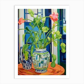 Flowers In A Vase Still Life Painting Sweet Pea 3 Art Print