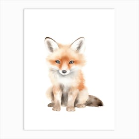 Baby Fox Watercolour Nursery 3 Art Print