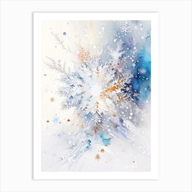 Falling, Snowflakes, Storybook Watercolours 1 Art Print