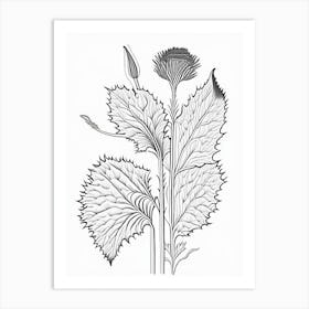 Burdock Herb William Morris Inspired Line Drawing 2 Art Print
