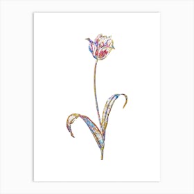 Stained Glass Didier's Tulip Mosaic Botanical Illustration on White Art Print