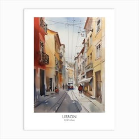Lisbon Portugal Watercolour Travel Poster 4 Art Print