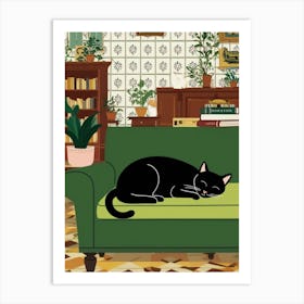 Cat On The Couch Art Print