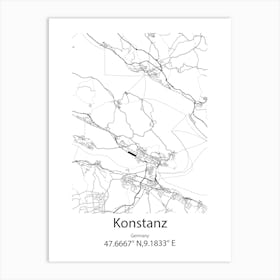 Konstanz,Germany Minimalist Map Art Print