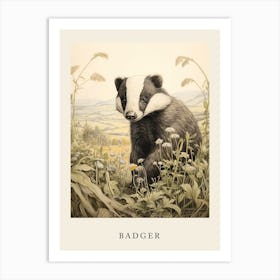 Beatrix Potter Inspired  Animal Watercolour Badger 1 Art Print