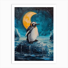 Adlie Penguin Half Moon Island Oil Painting 2 Art Print