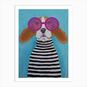 Stripy Beagle Art Print