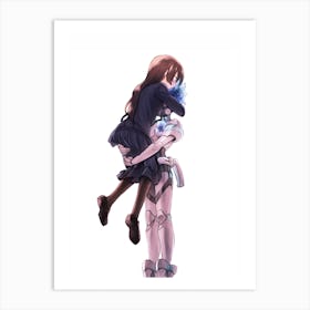 Anime Girl Hugging Anime Girl Art Print