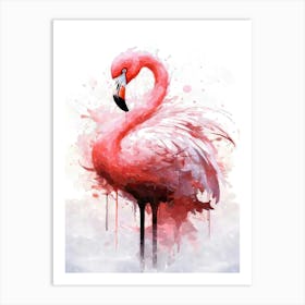 Aesthetic Abstract Watercolor Flamingo Art Print