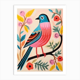 Pink Scandi Finch 4 Art Print