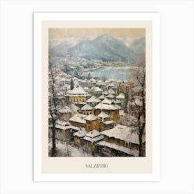 Vintage Winter Painting Poster Salzburg Austria 2 Art Print