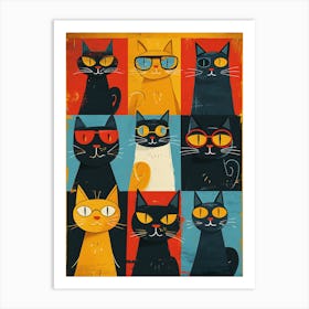 Cats In Glasses Canvas Print Art Print