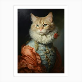Royal Cat Portrait Rococo Style 8 Art Print