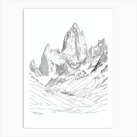 Cerro Torre Argentina Chile Line Drawing 5 Art Print