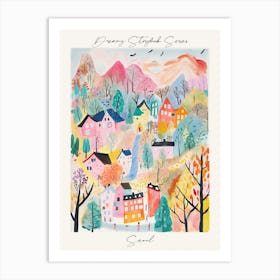 Poster Of Seoul, Dreamy Storybook Illustration 1 Art Print