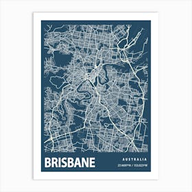 Brisbane Blueprint City Map 1 Art Print