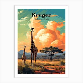 Kruger National Park South Africa Wildlife Travel Art Illustration Art Print