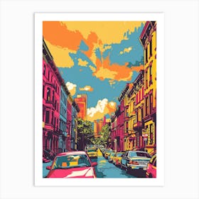 Harlem New York Colourful Silkscreen Illustration 3 Art Print