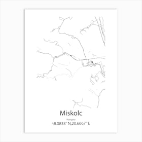 Miskolc,Hungary Minimalist Map Art Print