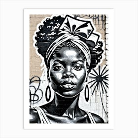 Vintage Graffiti Mural Of Beautiful Black Woman 134 Art Print