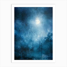 Abstract Grunge Pattern Backlit By A Luminous Moon Cutting Through A Foggy Night Sky Texture Palpa (1) Art Print