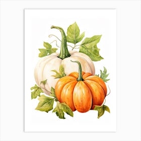 Pie Pumpkin Watercolour Illustration 2 Art Print