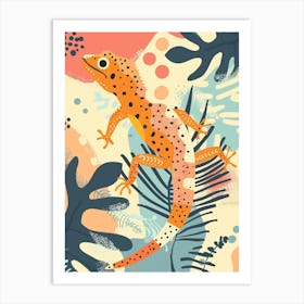Orange Leopard Gecko Abstract Modern Illustration 3 Art Print